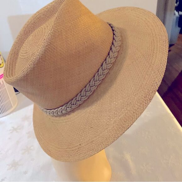 Dorman Straw Fedora Panama Hat Tan & Hatband Sz 7-7 1/8 USA Gorgeous - Picture 6 of 8